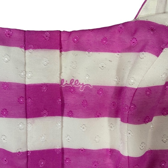 Lilly Pulitzer Pink Stripe Fit & Flare Mini Dress Size 0 Preppy Coquette Resort - Picture 4 of 5
